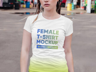 Female T-Shirt in City Mockups Vol4