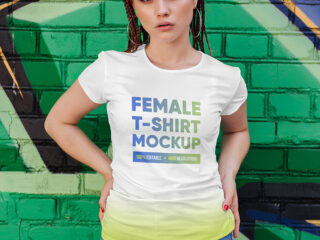 Female T-Shirt in City Mockups Vol3