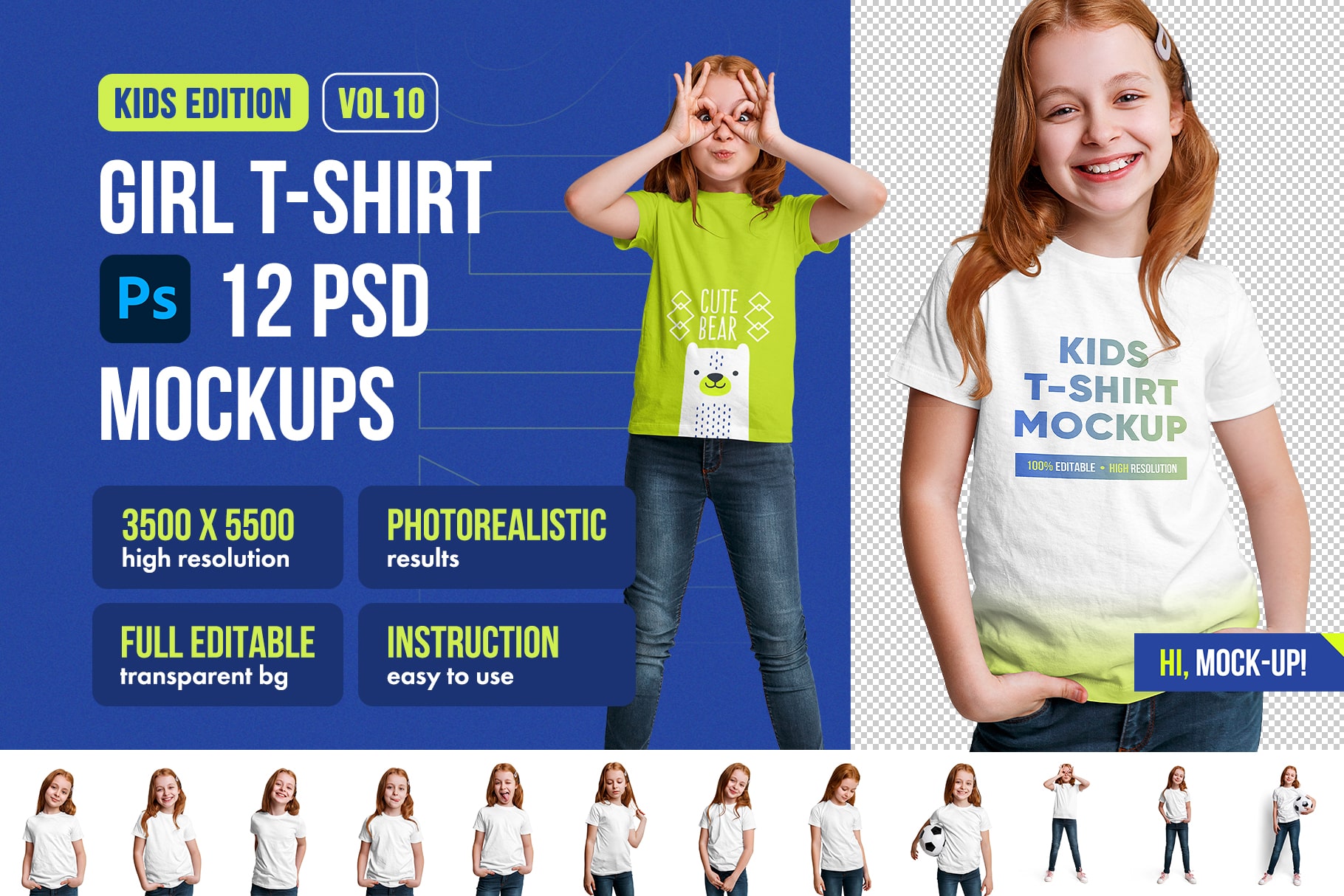 Kids Girl T-Shirt PSD Mockups Vol 10