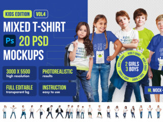 Mixed Kids T-Shirt PSD Mockups Vol 4