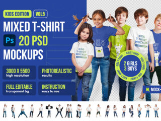 Mixed Kids T-Shirt PSD Mockups Vol 5
